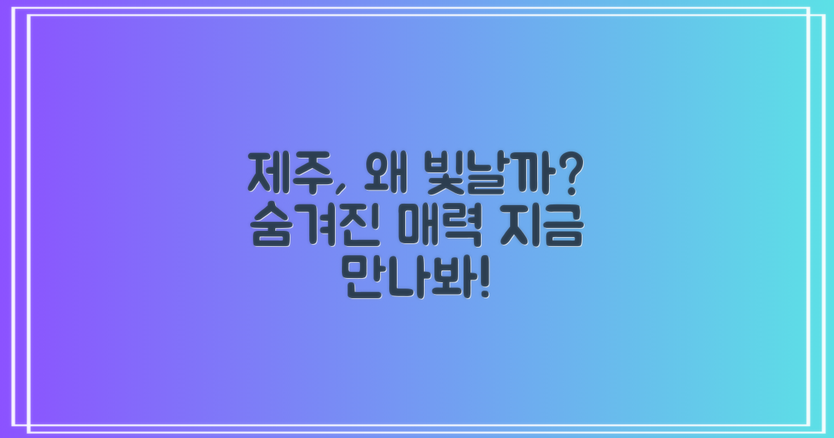 제주애 빛나다, 왜 특별할까요?